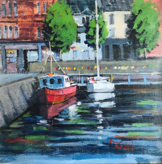 'Boats in Rothesay Harbour' by artist Emilio Fazzi